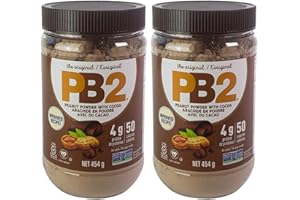 The Original PB2 Powdered Peanut Butter with Cocoa 454 g Pack of 2, 90% Less Fat, Plant-Based Protein, Gluten-Free & Non-GMO