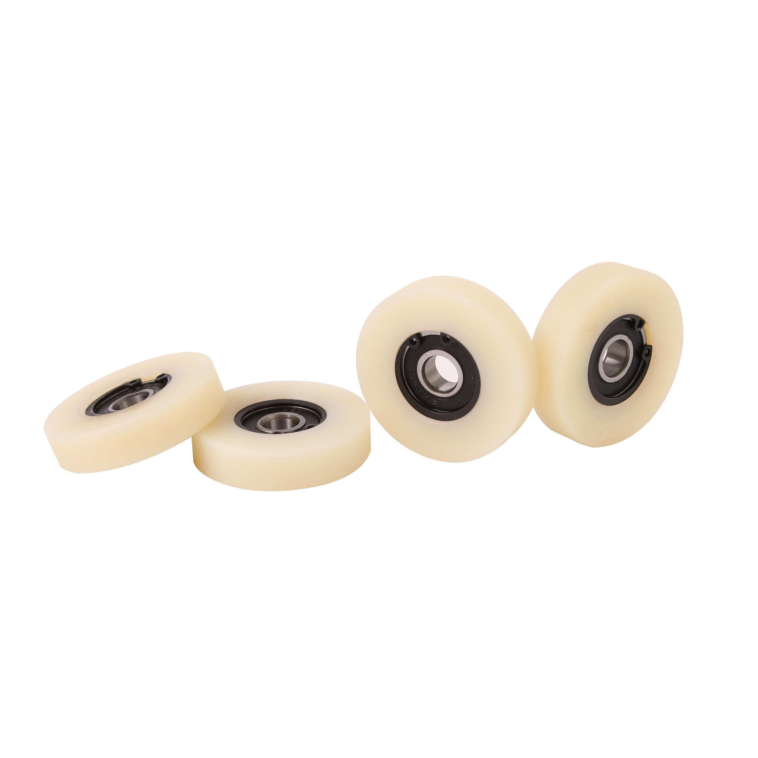 Pack of 4 x 50 mm Diameter Machined Nylon Wheels Made in the EU (12 mm Width- 10 mm Bearing)