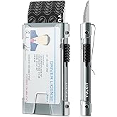 VULKIT Minimalist Wallet for Men, Pop Up Slim RFID Blocking Card Wallet, Metal RFID Credit Card Holder for Men, Aluminum Cardholder With ID Window, Thin Mens Wallet For Cards, Compact, Cool