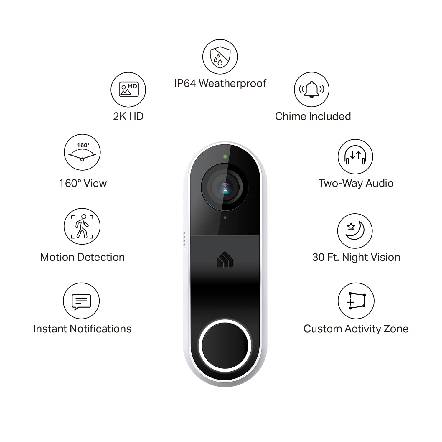 Kasa Smart Video Doorbell Camera Hardwired w/Chime, 2K Resolution, Always-on Power, Night Vision, 2-Way Audio, Real-Time Notification, Cloud & SD Card Storage, Works w/Alexa & Google Home (KD110)