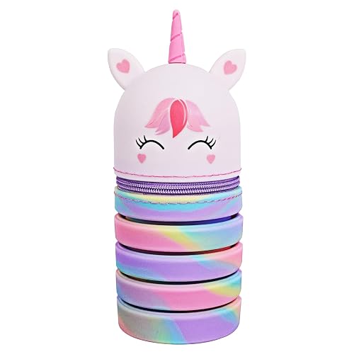 Zidoley Pencil Case Kawaii 2 in 1 Soft Silicone School Pencil Cases, Table Pen Holder, H 20 cm (Uni-C)