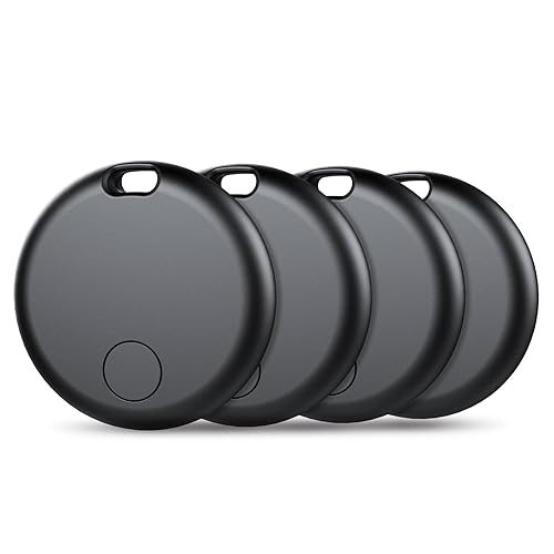 Tracker Tags Bluetooth Item Finder-4Pack，Compatible with Apple Find My APP (iOS Only) Replaceable Battery, IP67 Waterproof, Suitable for Luggage, Bags, Wallets, Backpacks, Keys Tracking Tag, Black
