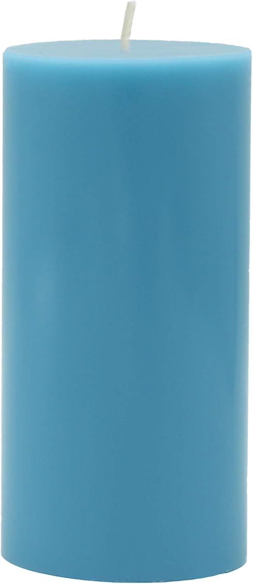 CandleNScent 3x6 Light Blue Pillar Candles Hand Poured Unscented (Pack