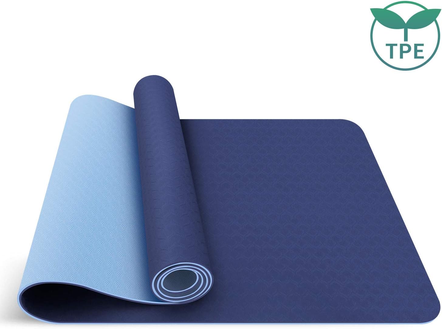 Oudort Yoga Mats, Non-Slip Exercise Mat,1/4-Inch(6mm) Extra-Thick TPE Yoga Fitness Mat with Carrying Strap Textured Non-Slip Surface for All Types of Yoga, Pilates & Floor Exercises 72"x24"