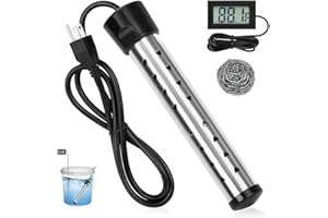 Cenroelon Immersion Water Heater, 1500W Portable Bucket Heater with 304 Stainless Steel Guard, Heats Electric Water Heater Us