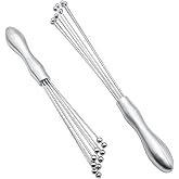 Hitefu 2PCS Stainless Steel Ball Whisk, 10 Inch & 12 Inch Wire Egg Whisk, Manual Egg Beaters Mixer Whisk for Cooking Cream Sauces Blending Stirring