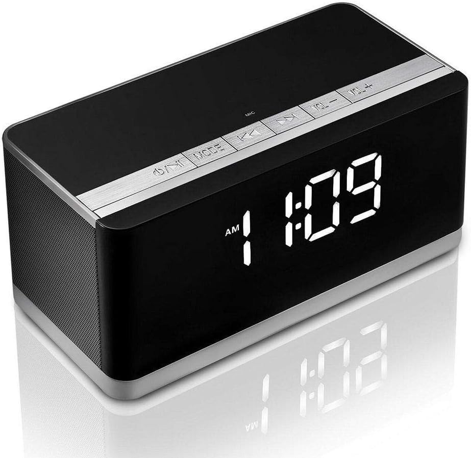 Bluetooth Speaker ALIKE Wireless Portable Bluetooth Speaker Bass Stereo with Alarm Clock, FM Radio, Hands-Free Speaker with Mic, Support TF Card, AUX Line for iPhone, iPod, iPad, Samsung and Others
