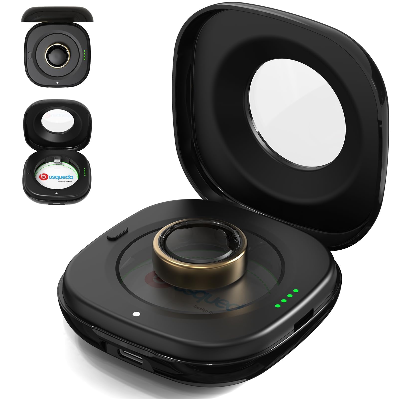 Photo 1 of *** YOU NEED THE MIDDLE PORTION** OFFICIAL CHARGER NOT INCLUDED** Wireless Charging Case for Oura Ring 3 Charger, 2000mAh Portable Travel Charging Station Fits All-Sized Ring Gen 3, 30-Day Runtime (Official Charger NOT Included),Black