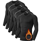 5 or 4 Pack Men's Thermal Compression Shirt Fleece Lined Long Sleeve Athletic Base Layer Cold Weather Gear Workout Top
