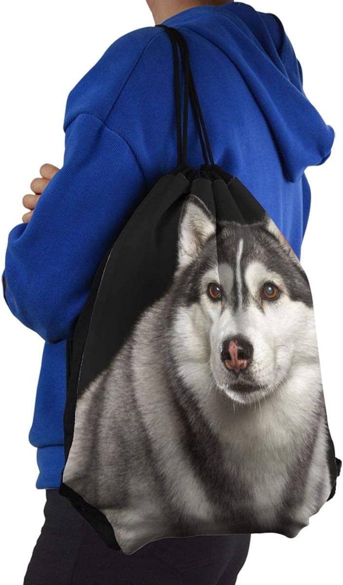 Siberian Husky Dog Drawstring Backpack String Bags Novelty Sports 100 Polyester Durable