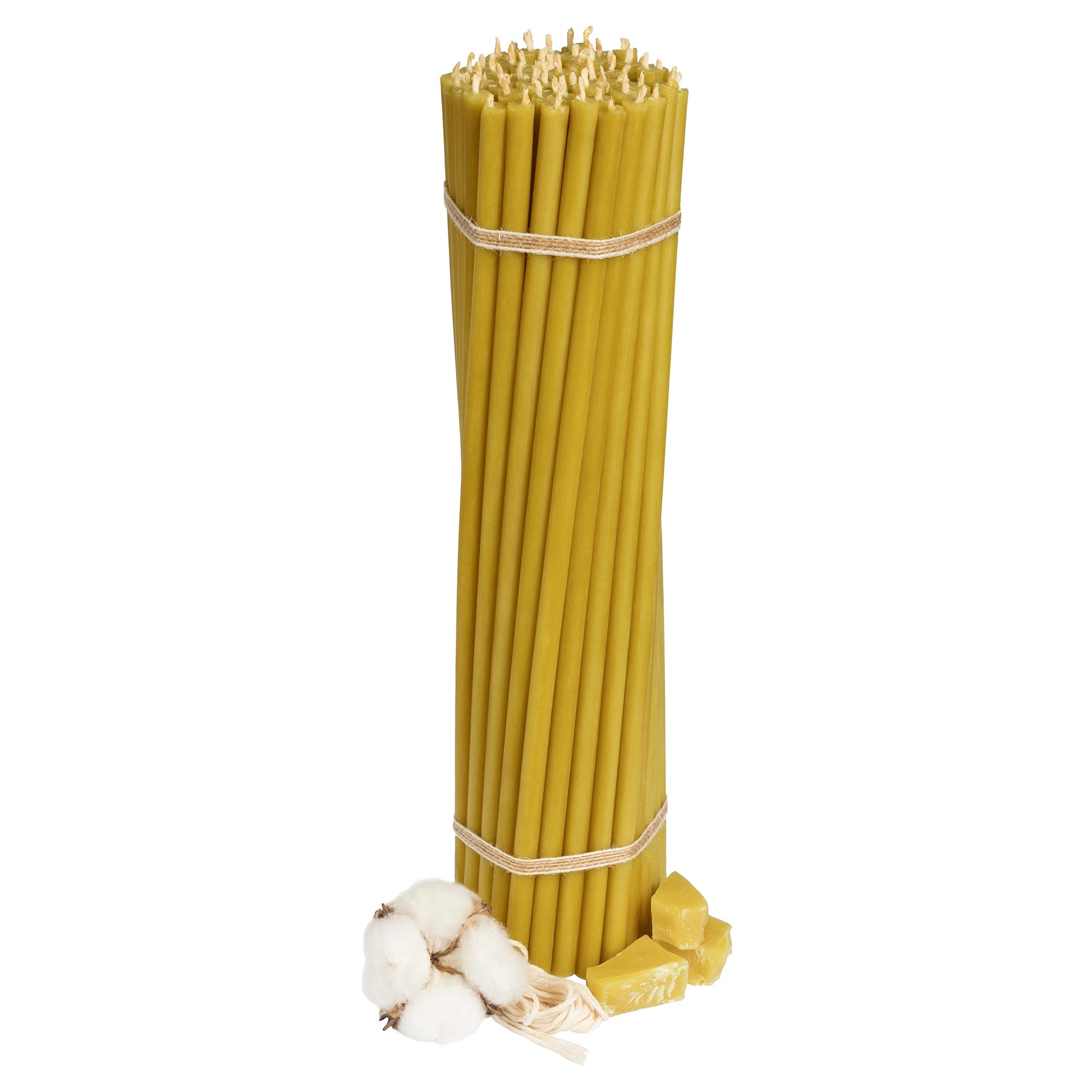 Ritual Candles Beeswax Candles Amber 75 Pieces Length 29.5 cm Diameter 8.5 mm Burn Time 150 Min; Natural, Drip , Smokeless Thin Church Quality Made from Beeswax No. 30