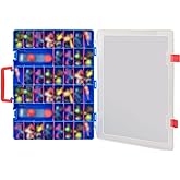 ALCYON 48-Compartment Storage Box for Akedo Ultimate Arcade Warriors | 42 Removable Dividers Adjust Layout for Figures and Controllers; Clear Lid and Handle Ease Play and Travel, Blue, Box Only