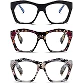 Viseng 3 Pack Oversized Frame Design Women's Reading Glasses, Blue Light Blocking Computer Reader +1.0