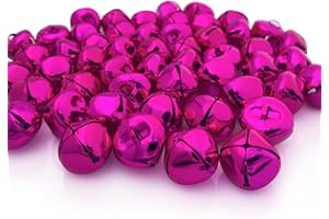CLLOOTVE Jingle Bells 1-Inch/ 25mm Metal Craft Bells, for Holiday Home Christmas Festival Party Wedding Decoration Gifts DIY Project, 60Pcs, Hot Pink