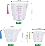 SGAONSN Plastic Measuring Jug Set of 3 200ml 400ml 900ml BPA-free view 2