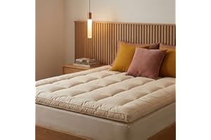 Woolie 100% Merino Wool Mattress Topper for Back Pain Relief Natural Handmade Merino Wool Pad 2 Inches Thick Cooling Breathab