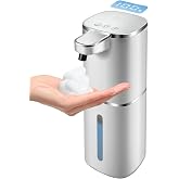 Automatic Foaming Soap Dispenser Touchless, Digital Display, Rechargeable | 9-Level Adjustable, Physical Button, Waterproof, 13.5oz, Wall Mount Dispenser for Hand &amp; Dish soap, Bathroom, Kitchen