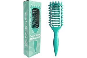 AZXEWA Curl Defining Brush, Curly Hair Brush, 2025 Curl Define Styling Brush for Curly Hair, Vented Hair Brush for Shaping and Defining Curly Hair for Women (Green)