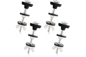 LOVPPY Universal Toilet Tank to Bowl Bolts Kit, Heavy Duty Toilet Bolts, Waterproof Stainless and Rubber Washers Gaskets with Extra Long Nut Screw for Fastening (Silver) (4, Short)