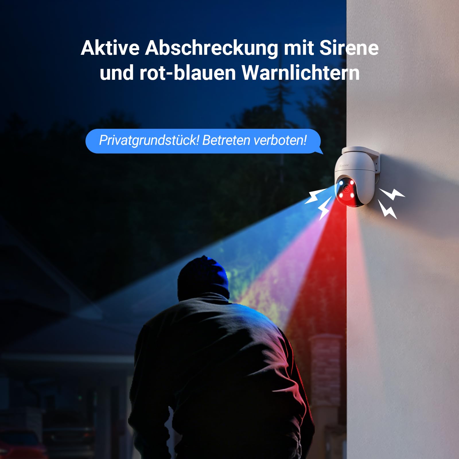 EZVIZ 4K Überwachungskamera Aussen WLAN, 360° PTZ Kamera Außen mit KI-Erkennung, Zwei-Wege-Audio, 2.4 & 5 GHz WLAN, 8MP Farbnachtsicht, Wetterfest, Fernsteuerung per App, C8c 4K (Version 2026) 5