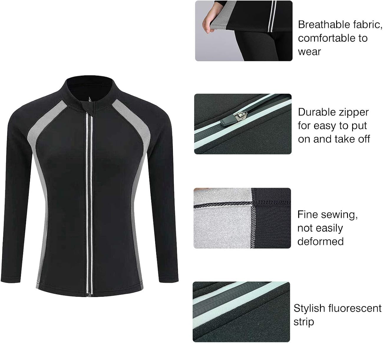 Neoprene Sauna Suit Hot Sweat Slimming Body Shaper Workout Jacket Shaperwear Tops: Clothing
