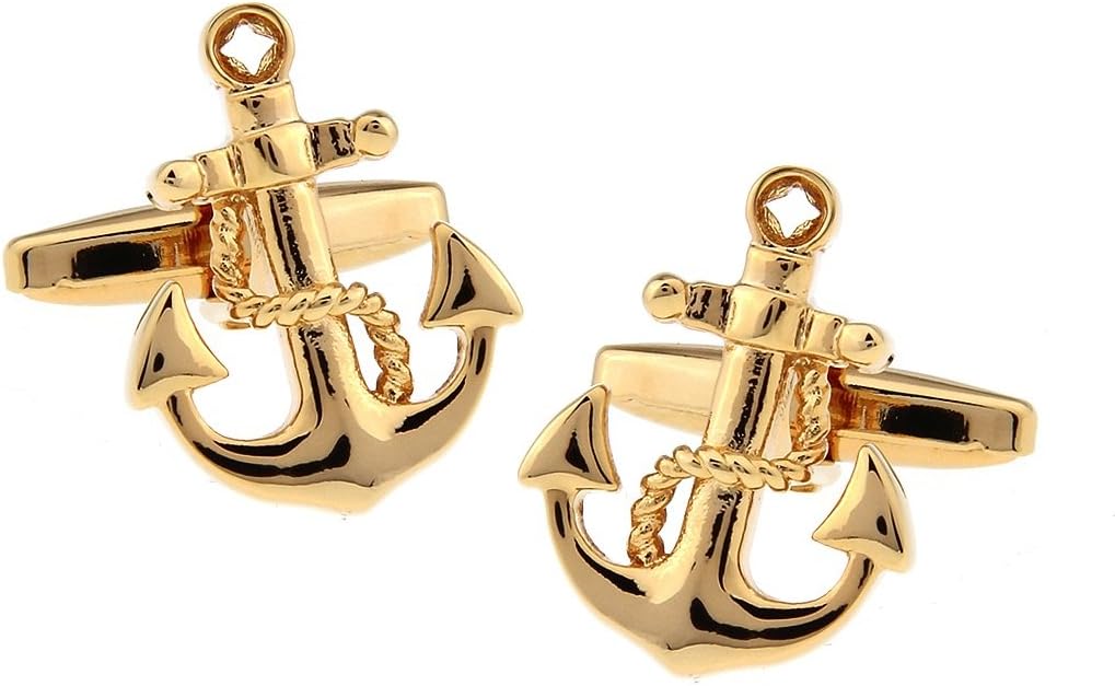 Puentes Denver Anchor Cufflinks, Gold Tone, Nautical Collection