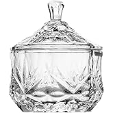 EWEIGEER 8oz Glass Candy Dish with Lid,Small Decorative Storage Jar for Candy,Cookies,Snacks Bath Salt,Sugar Bowl,Office,Bathroom,Dining Room Organizer (Clear)