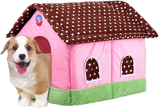 Amazon Sunworld ペットベッド 屋内用 ペットハウス 小屋型 家型 室内 犬用 猫用 マット 折りたたみ 手洗い かわいい ピンク Sunworld ソファ チェア 通販