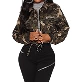sexycherry Casual Jackets for Women Full Zip Up Long Sleeve Lightweight Outwear Bomber Coats with Pockets