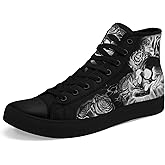 coolcustomize Skull High Tops Canvas Shoes for Men Women Classic Lace Up Gothic Fashion Sneaker Street Casual Canvas Sneakers