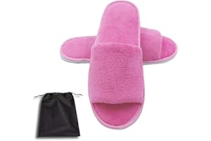 KHC-KHF Spa Slipper- 5 Pairs of Velvet Open Toe Slippers with Travel Bags- One Size Fit Most Men and Women for Spa