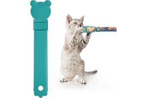 OKAMMY Cat Treat Squeeze Spoon Dispenser - Multifunctional Lickable Wet Cat Treat Dispenser for Liquid Snack Feeding, Storage and Easy Hanging (Blue)