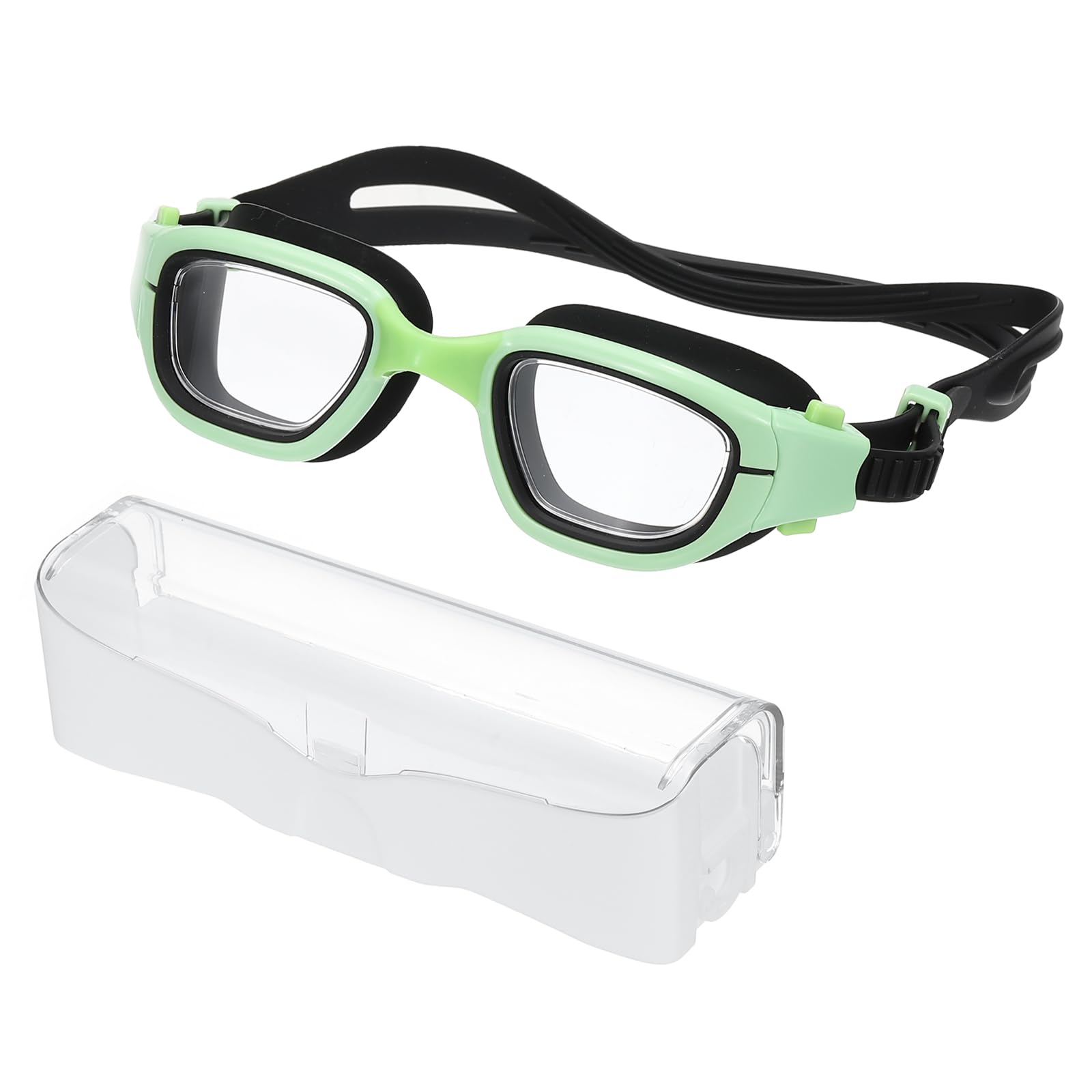 PATIKIL Swim Goggles Unisex, Pool Swimming Goggles Sun Rays Resistance No Leaking with Storage Box for Teenagers, Green/Black