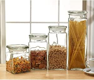 Juego de recipientes de vidrio para la cocina – Juego de 4 tarros de