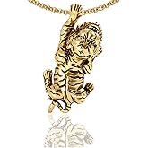 Xusamss Punk Titanium Steel Animal Tiger Pendant Necklace,22inches Chain