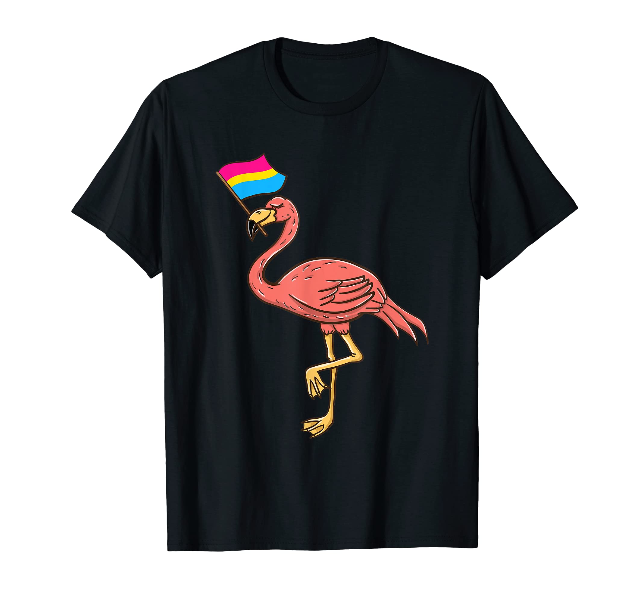 Flamingo With Pan Pride Flag T-Shirt