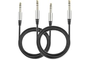 Yueyinpu Pack of 2 TRS Instrument Cable 1/4 Inch Straight 6.35mm Male Jack Nylon Braided Studio Cord (3.3 Feet-2 Pack)