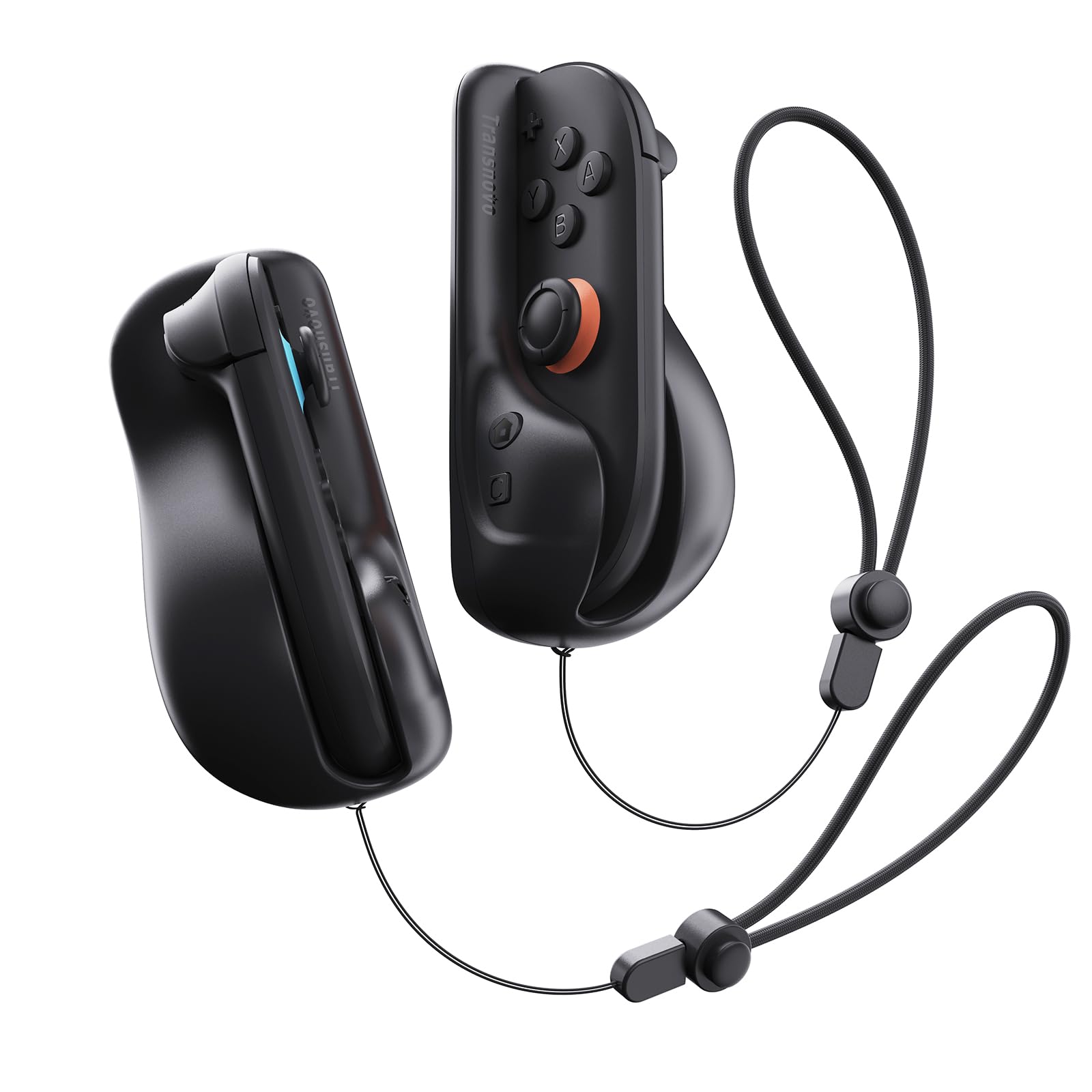 TRANSNOVO Mouse Grip for Nintendo Switch 2 Joy Con(2025), 2-Pack Ergonomic Snap-On Controller Mouse Holder with Hand Straps, C & Home Buttons, Smooth-Glide Stand for FPS & Shooter Games (Black)