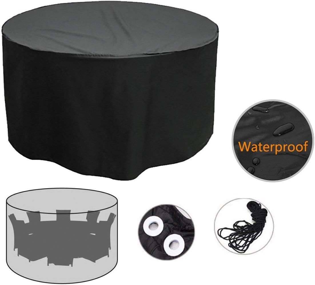 Fellie Cover Round Patio Table and Chairs Cover Garden Furniture Cover (128x37 Inch)