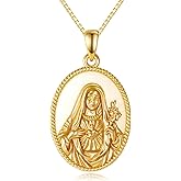 Grmdit Saint Necklace 925 Sterling Silver St Francis/Jude/Benedict/Virgin Mary/Jesus Necklace Saint Medal Pendant Saint Jewelry Gifts for Men Women