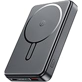 COOAV for Magsafe Battery Pack 12000mAh Magnetic Power Bank Portable Charger USB C 20W Fast Charging Wireless Charger Travel Essential for iPhone 16/15/14/13/12 Series Grey