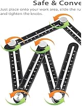 JIRENSH Multi Angle Measuring Ruler Aluminum 17.5 cm Folding Black view 6