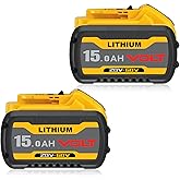 Xmenany 15000mAh/5000mAh 20V/60V Lithium Ion Replacement for Dewalt 60V Battery High Power Cell for DCB606 DCB609 DCB612 DCB206 Compatible with Dewalt 20V/60V Cordless Power Tools 2Pack