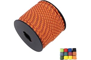 ALICE CATHERINE 1/8in(3mm) 164ft Nylon Rope Solid Braided Cord 5 Stands Paracord Thin String for Crafts Multipurpose UV Resistant for Tent Garden Clothesline and Outdoor Tarp(Orange Pattern)