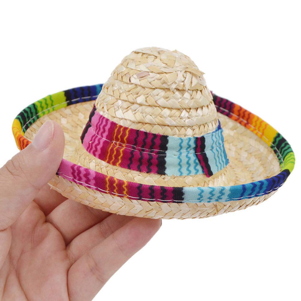 2 PCS Cinco de Mayo Fiesta Fabric and Straw Sombrero Headbands Hat for Fiesta Carnival Birthday Summer Party