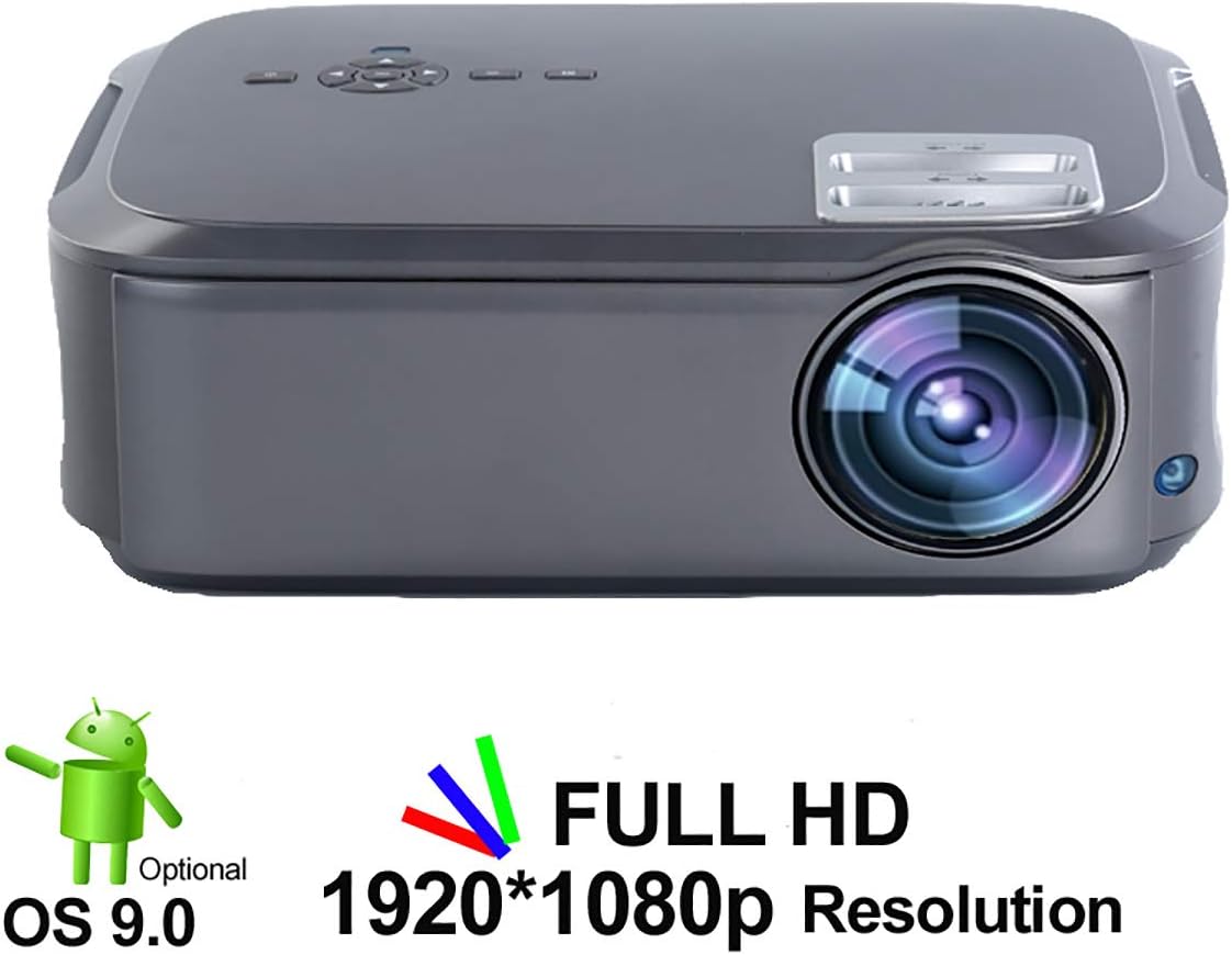 WXJHA Portable Full HD 19201080P Support 4K Online Video Android 9.0 WiFi Smart Video LED Projector Proyector for Home Theater,64G