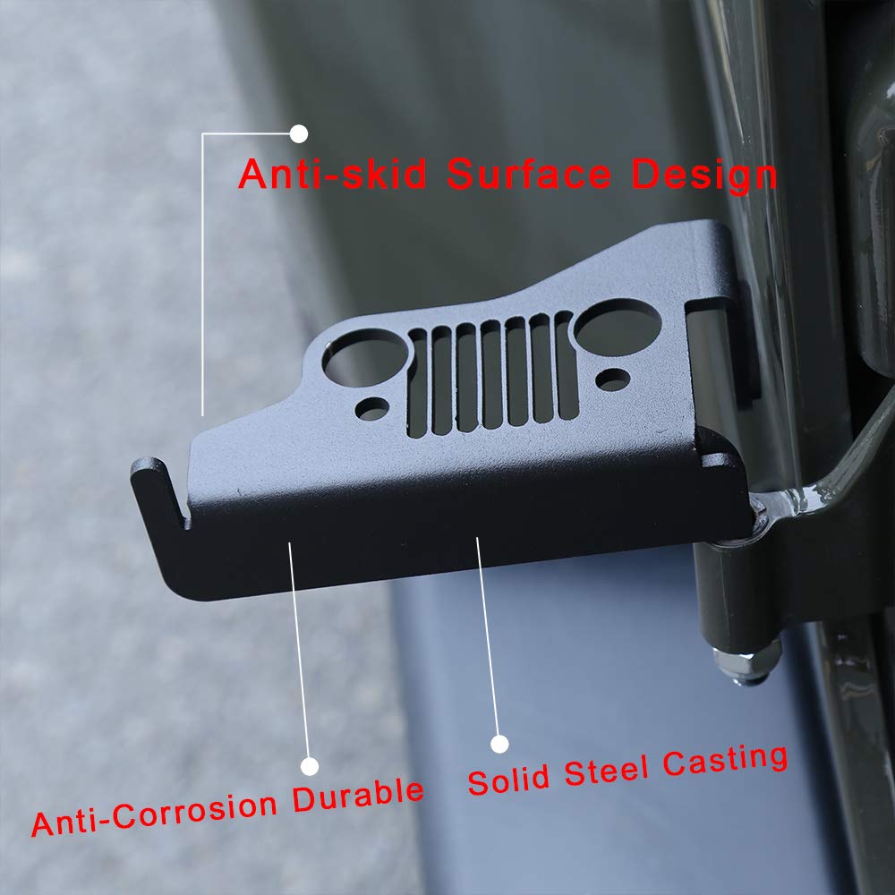 cartaoo Foot Pegs Solid Steel Black Foot Rest Kick Panel for 2007-2017 Jeep Wrangler JK & Unlimited (2pcs in 1pack) (Grill Style)