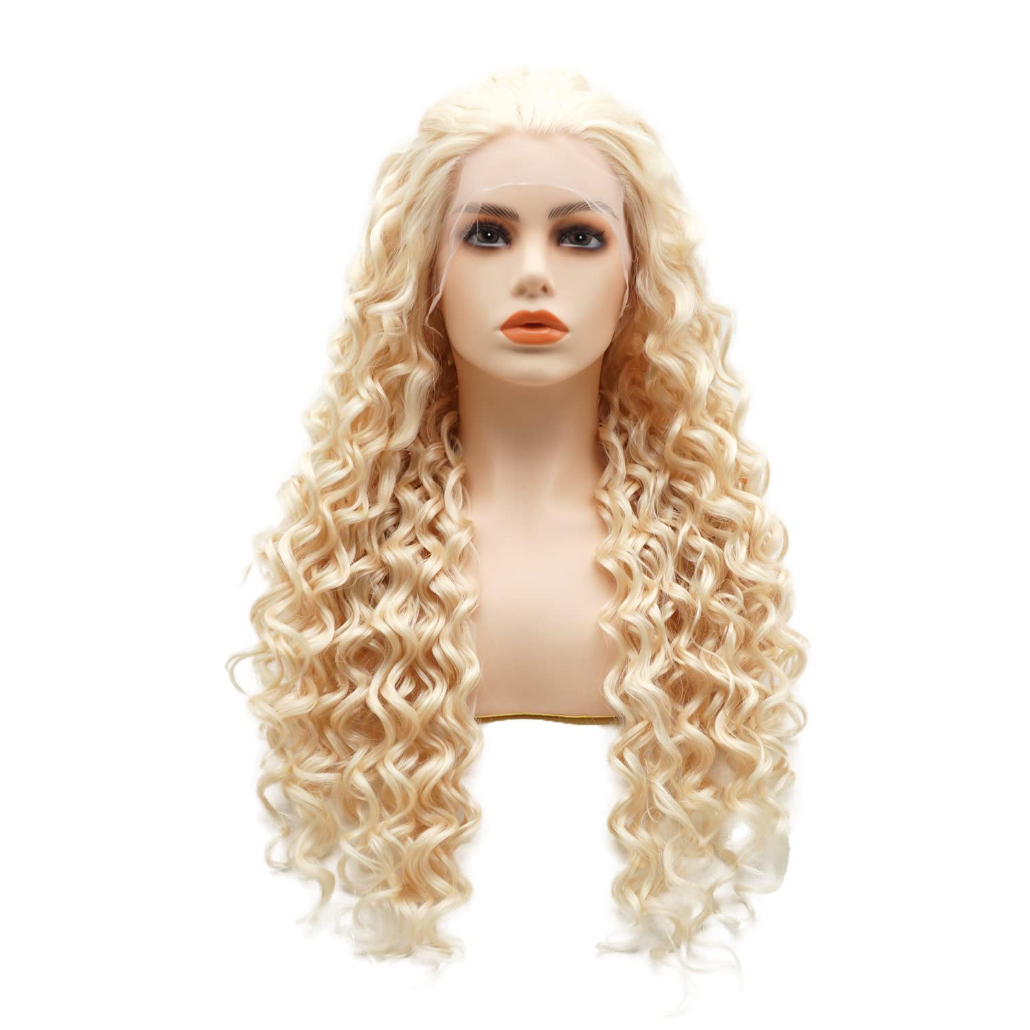 Photo 1 of LUSHY BEAUTY Hair Synthetic Lace Front Wig Curly Long 26inch Blonde Heavy Density Realistic Wig