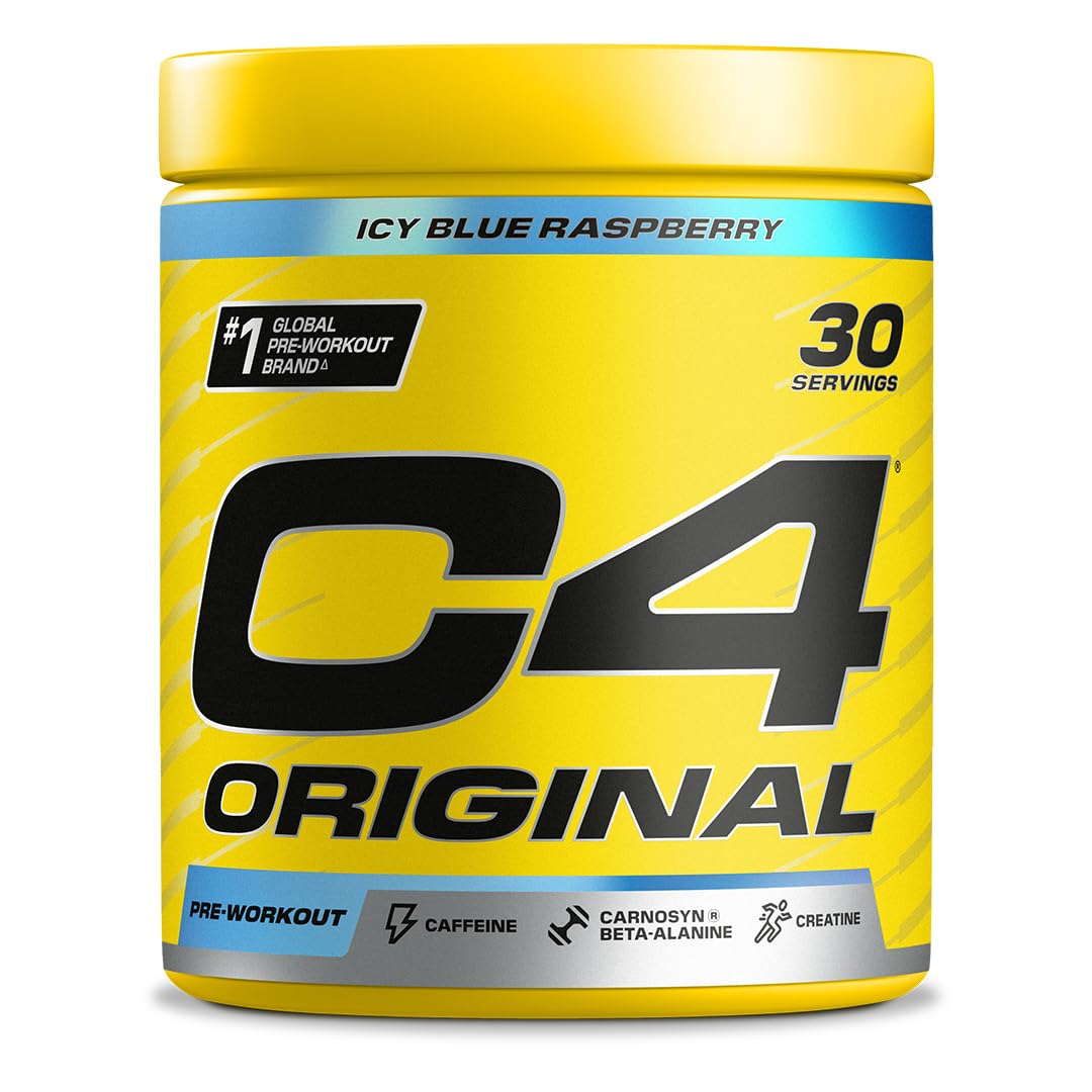 C4 Original Beta Alanine Sports Nutrition Bulk Pre Workout Powder for Men & Women | Best Pre-Workout Energy Drink Supplements | Creatine Monohydrate | Icy Blue Raspberry | 30 Servings