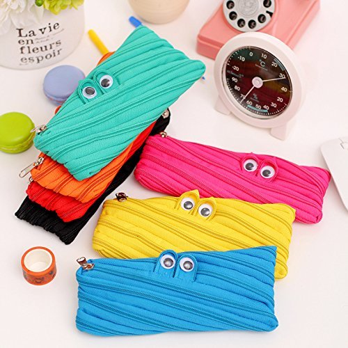 Schoolsupplies 2pcs Cute Cartoon Canvas Big Eyes Monster Pencil Case Pouch Zipper Bag